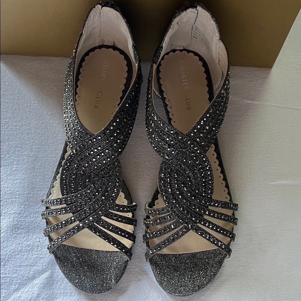 Charter Club Black Glitter Heels new in box